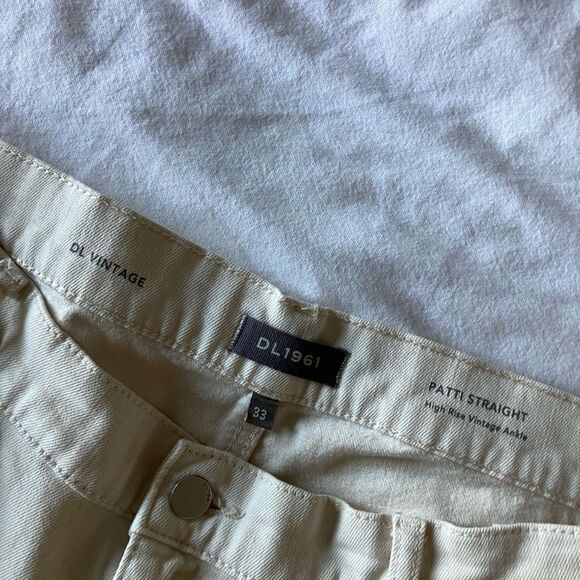 DL 1961 Vintage Off White Patti Straight Raw Hem Jeans Size 33 - Picture 11 of 12
